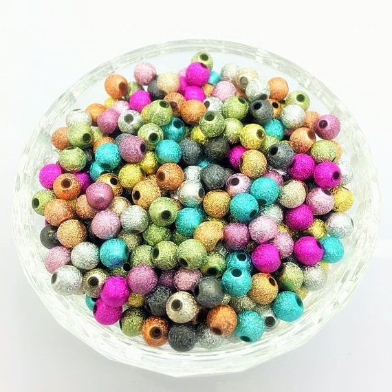 Stardust patterned beads, 4mm acrylic spacers in assorted colors, lightweight beads