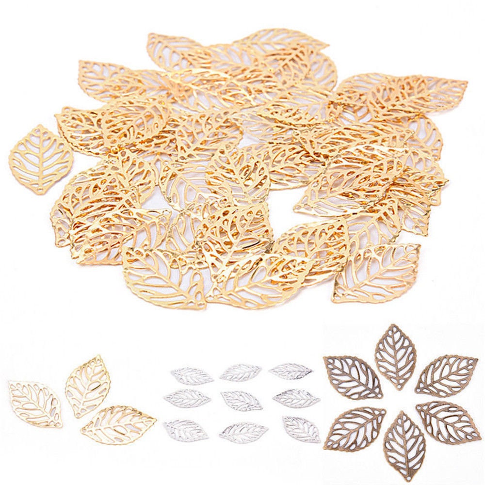 Leaf Charms, filigree Connectors Filigree Bronze, silver, Gold pick color cutout nature charms