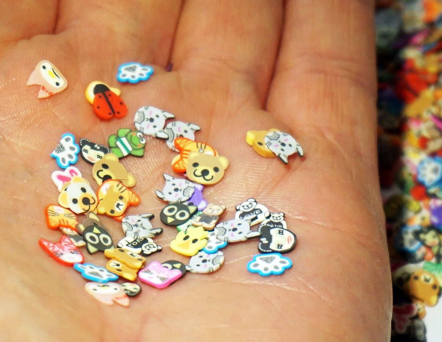 polymer clay flowers assorted pieces Slices DIY craft Random nature animal flower Bulk clay slices bead mix