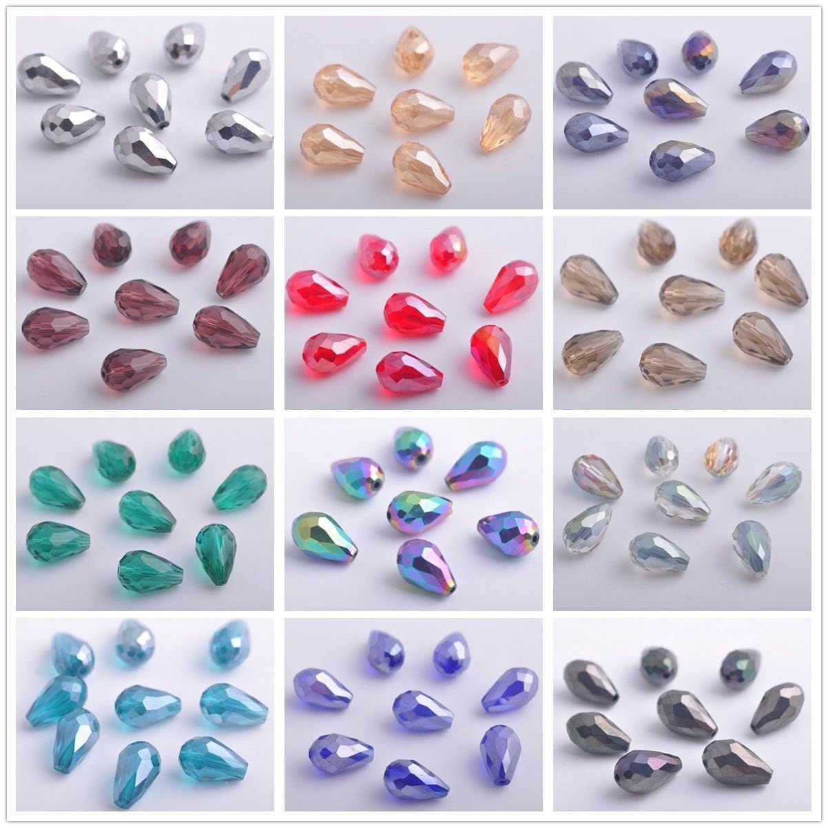Teardrop glass bead mix, assorted opaque clear and iridescent beads in mixed colors 5x7mm