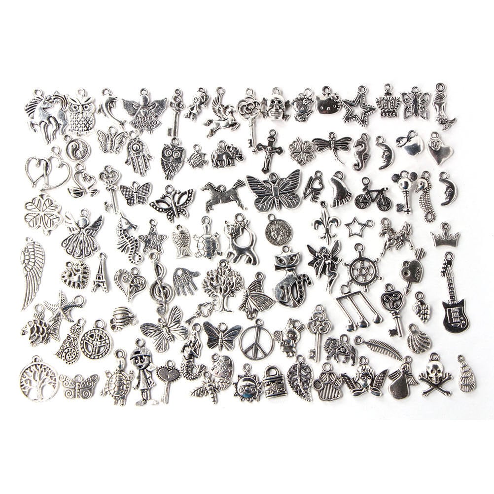 Bulk Charms mix, assorted pendant and jewelry charms, silver mix craft charms