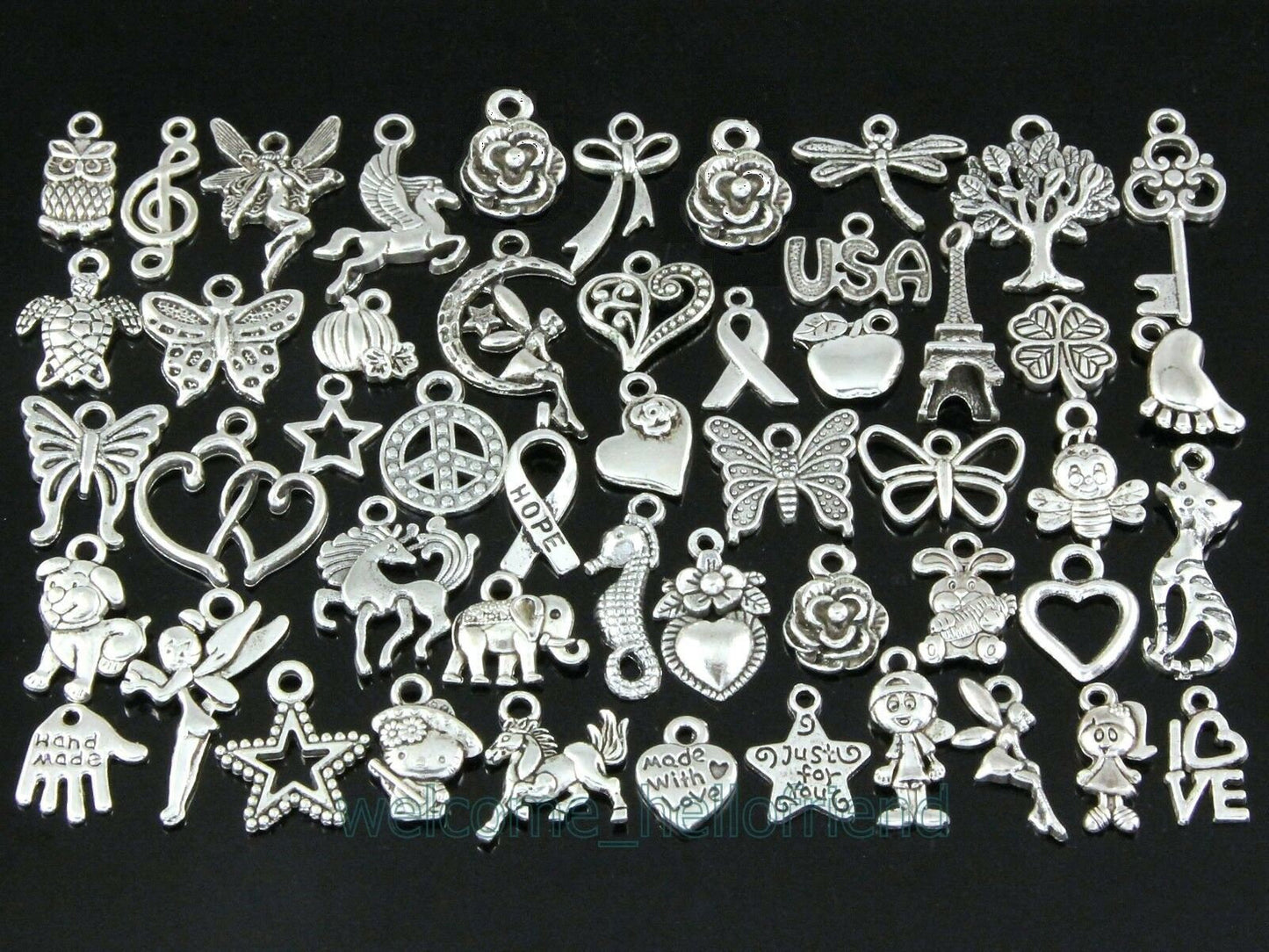 Bulk Charms mix, assorted pendant and jewelry charms, silver mix craft charms