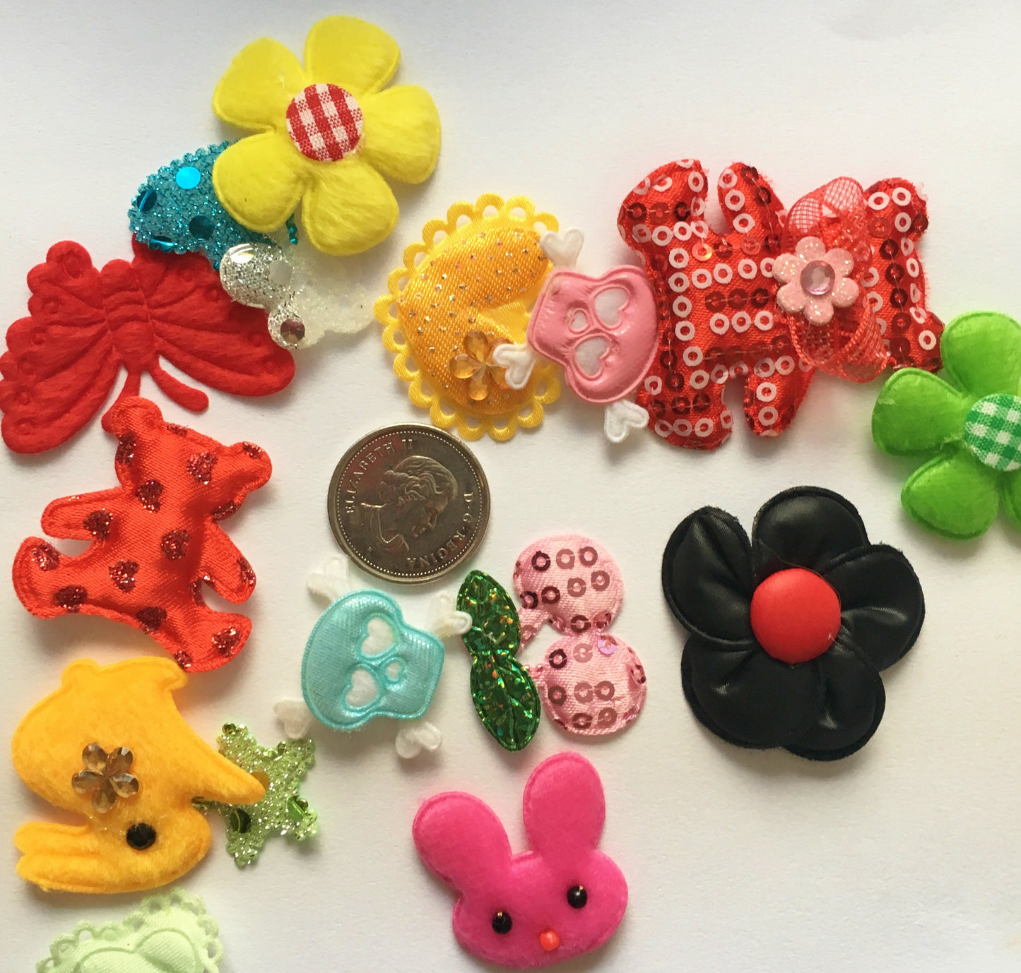 Assorted Applique Lot , mixed colors and styles , styles stars flowers skulls handbags rabbits stars hearts teddybears