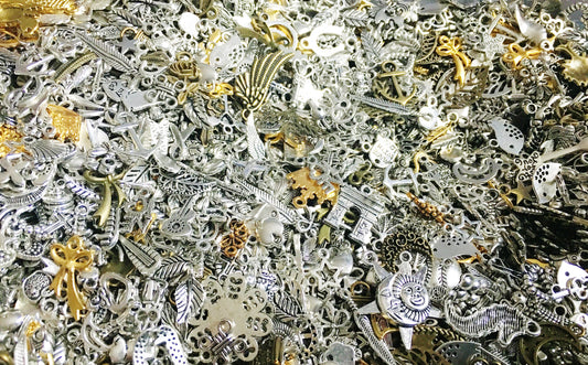 Bulk pendant charm mix, assorted grab bag of charms, silver mix charms, pendant charms for jewelry