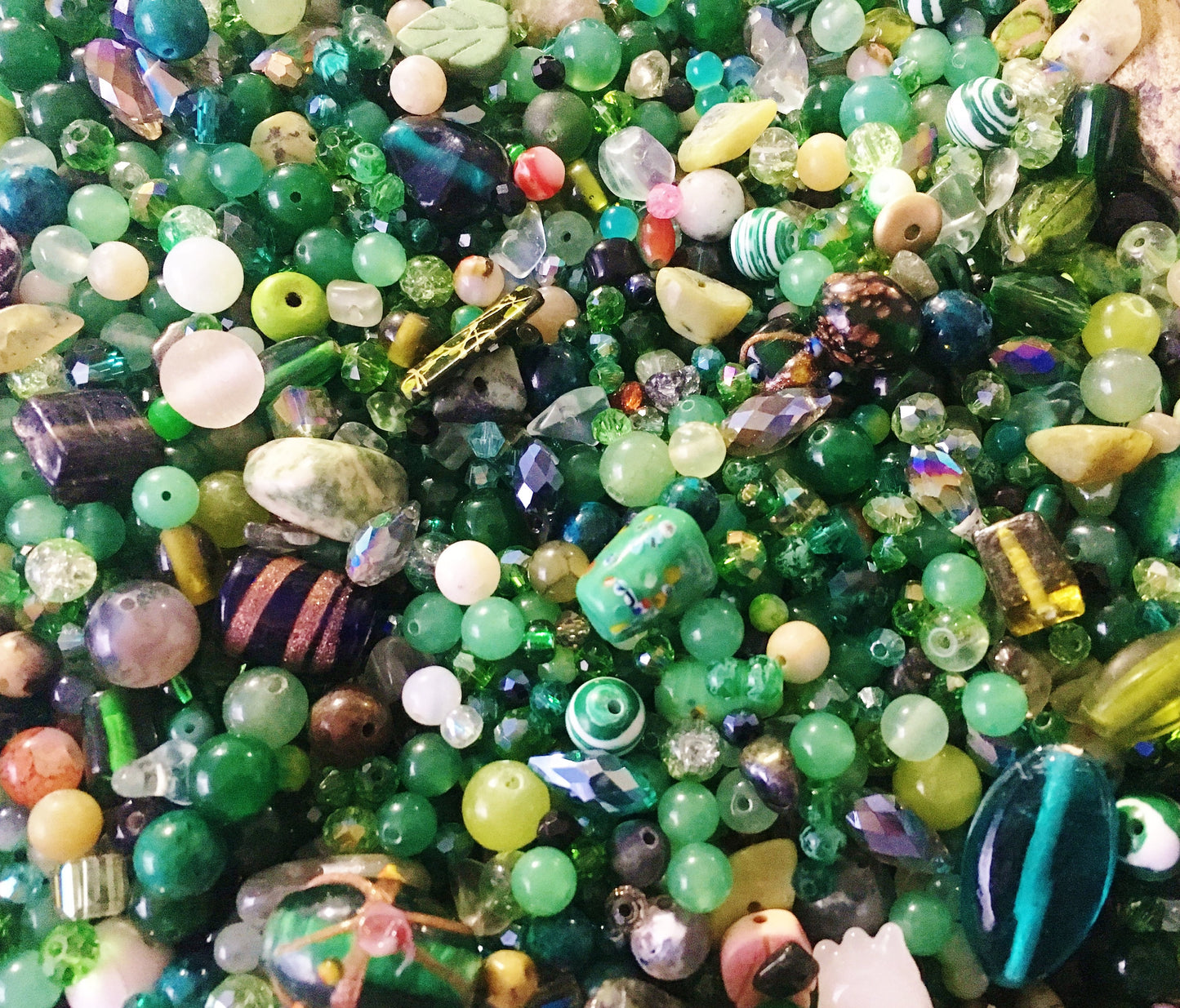 Green Bead soup Bead Mix Greens Crystal Glass Bulk beads mix assorted size lots bulk green beads BIG BULK