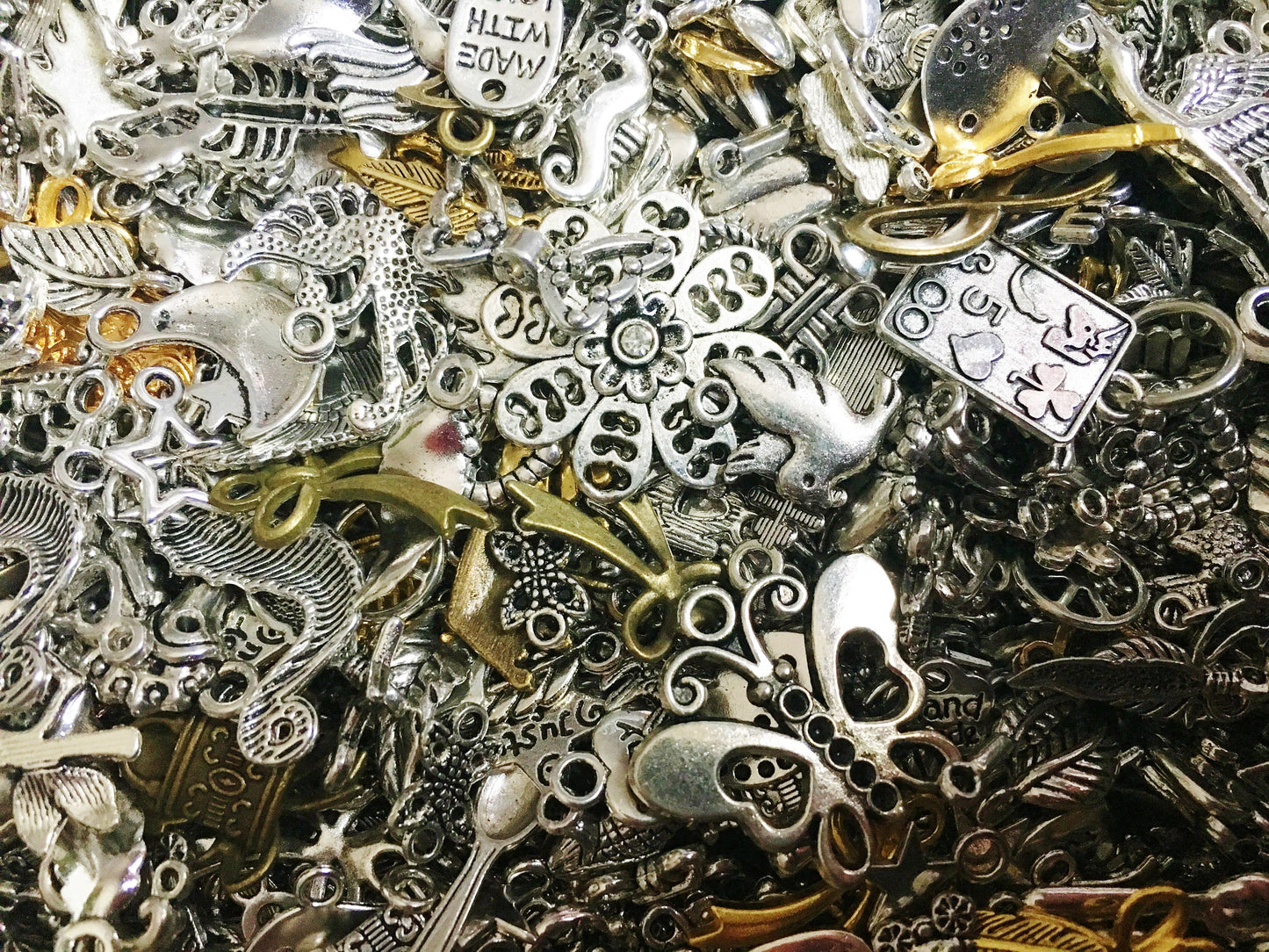 Bulk Charms mix, assorted pendant and jewelry charms, silver mix craft charms