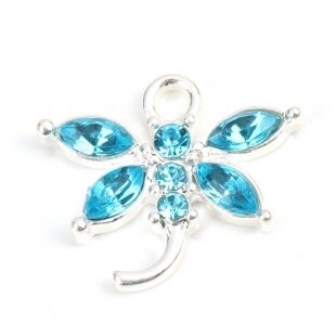 Dragonfly charms, glass rhinestone dragonflies with silver back, assorted color charms
