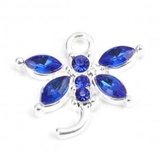Dragonfly charms, glass rhinestone dragonflies with silver back, assorted color charms