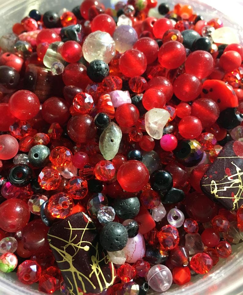 Pink bead soup BIG Bulk Purple bead mix red beads Bead Mix crystal Glass assorted mix variety bead bulk pack size 100-200 gram