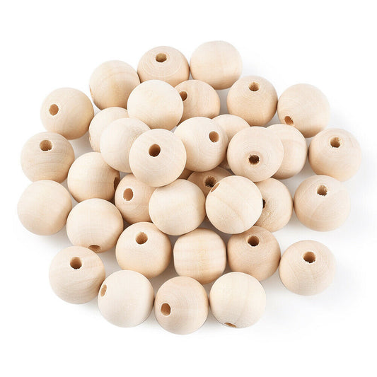 Natural wood beads, 8mm unfinished macrame beads, DIY paintable beads
