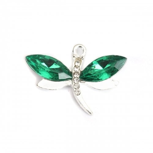 Dragonfly charms, acrylic Rhinestone large dragonflies on metal alloy in assorted colors