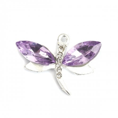 Dragonfly charms, acrylic Rhinestone large dragonflies on metal alloy in assorted colors