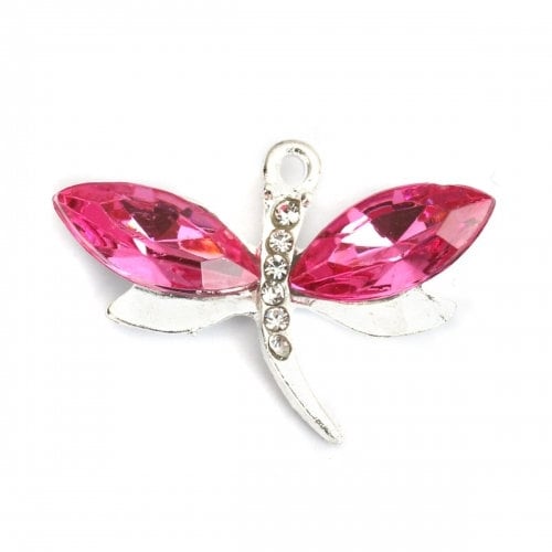 Dragonfly charms, acrylic Rhinestone large dragonflies on metal alloy in assorted colors