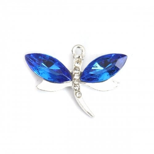 Dragonfly charms, acrylic Rhinestone large dragonflies on metal alloy in assorted colors
