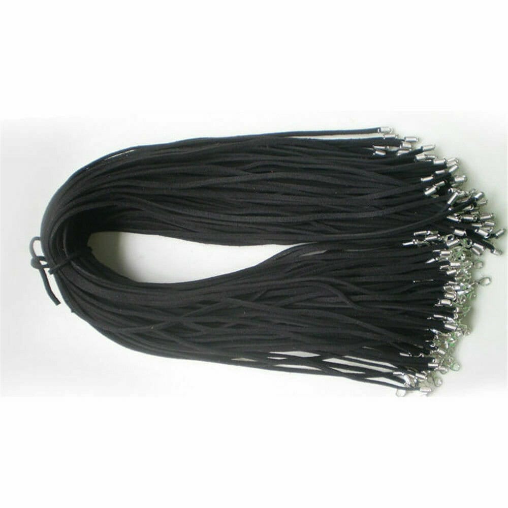 Suede cord pendant lot, DIY necklace cords bulk Black with Lobster Clasps 17 plus extender chain DIY pendant