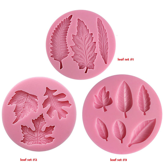 Leaf assorted style molds silicone leaf molds 3 cavity piece fern oak and other leaf styles