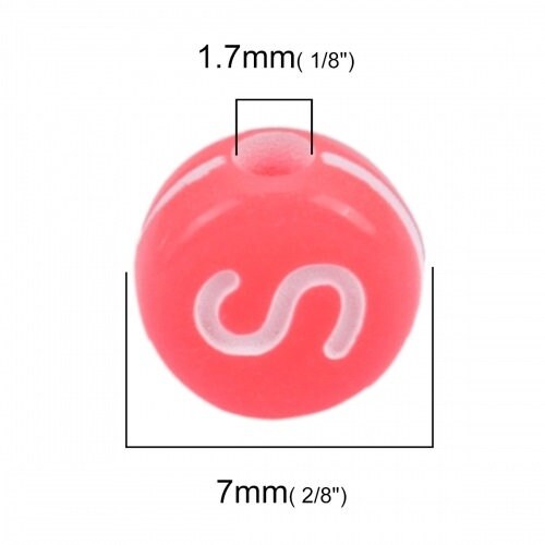Coral pink Alphabet letter Beads orangey red coral beads Round Acrylic 7mm letter beads Pick your beads bulk bead lot mixed letters