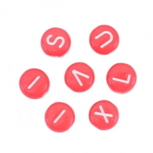 Coral pink Alphabet letter Beads orangey red coral beads Round Acrylic 7mm letter beads Pick your beads bulk bead lot mixed letters