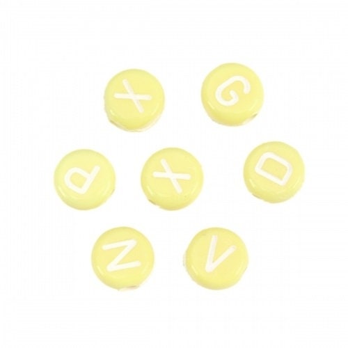 Yellow alphabet letter Beads Round Acrylic 7mm letter beads Pick your beads bulk bead lot mixed letters bead