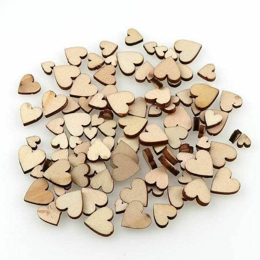 Heart Wood Charms, assorted mini hearts, unfinished wood for crafting and scrapbooking, laser heart mixed sizes