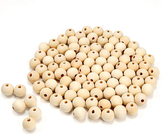Wood beads, Natural wood 12mm bead, unfinished macrame bead, unpainted paint your own beads