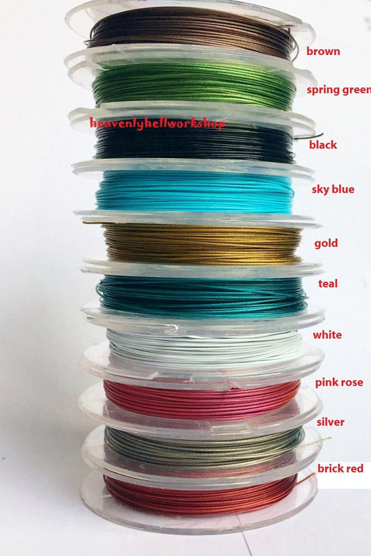Tiger tail beading wire 0.38mm nylon coated flexible wire pick colors colored wire wire 28 gauge