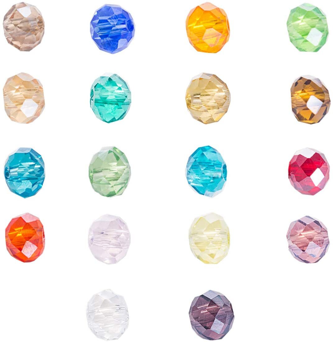 Faceted rondelle glass beads, 6mm crystal glass bead mix in assorted colors, 6x4mm bead mix