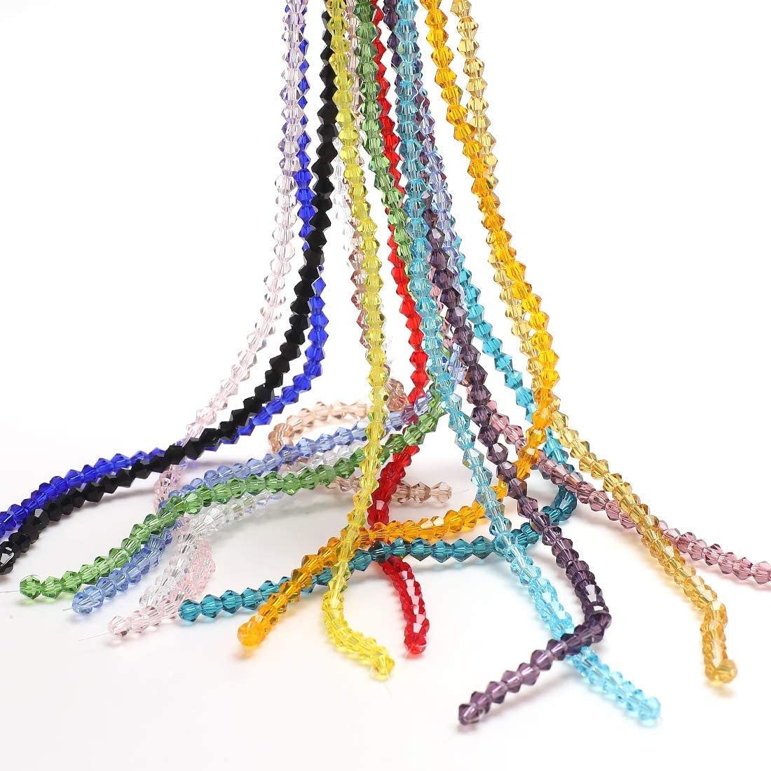 Bicone bead strands, 4mm beads, full strand, pick your colors, bulk beads, glass bead strand, black, red, green, blue, pink, orange clear
