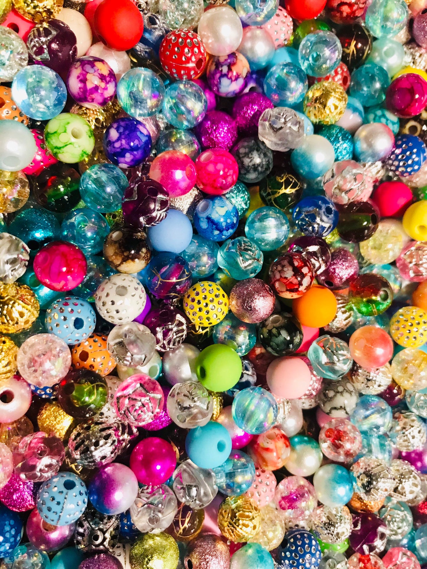 Bubblegum bead mix, 10mm assorted acrylic beads, mixed colors and styles