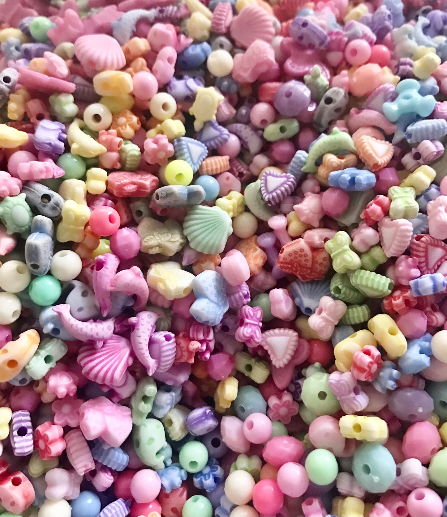 Bulk Pastel assorted acrylic bead mix Pastel super mix animal flower round shapes pick total at checkout