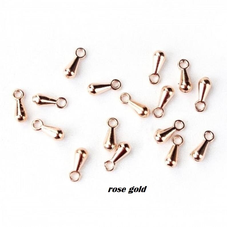 Tiny drop charms, teardrop metal charm, Gold , silver plated, bronze, pale gold , rose gold tiny charms mini drop charm
