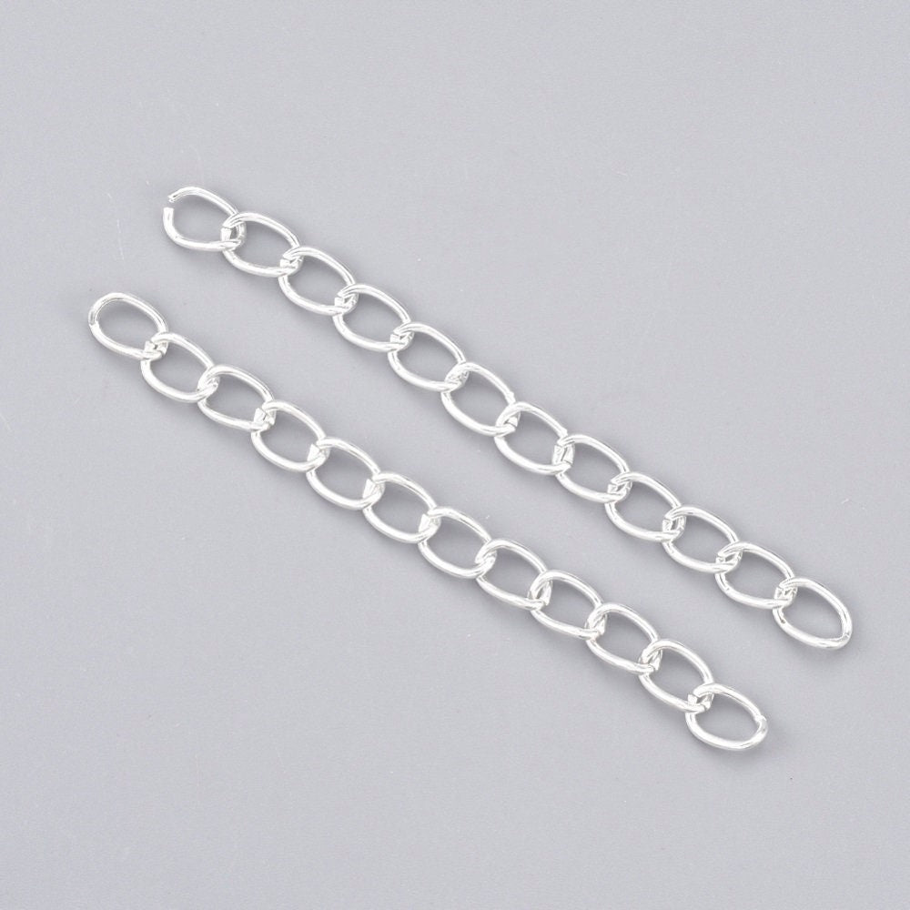 chain extenders silver plated curb chain, rose gold, bronze, gold chain or gunmetal extender tail extender 50mm length curb chain