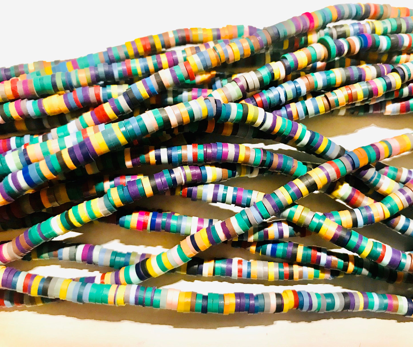 Heishi bead strands, Polymer clay discs for jewelry and crafts full long 17 inch strand