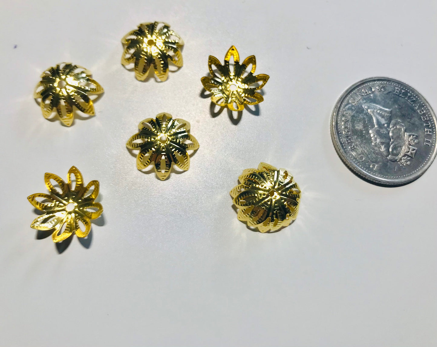 Filigree bead caps Gold plated Filigree bead caps 14mm flexible moldable caps gold plated bead cap light finding lot