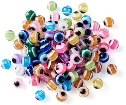 Evil Eye 6mm acrylic beads Assorted colors striped evil eye bead mix