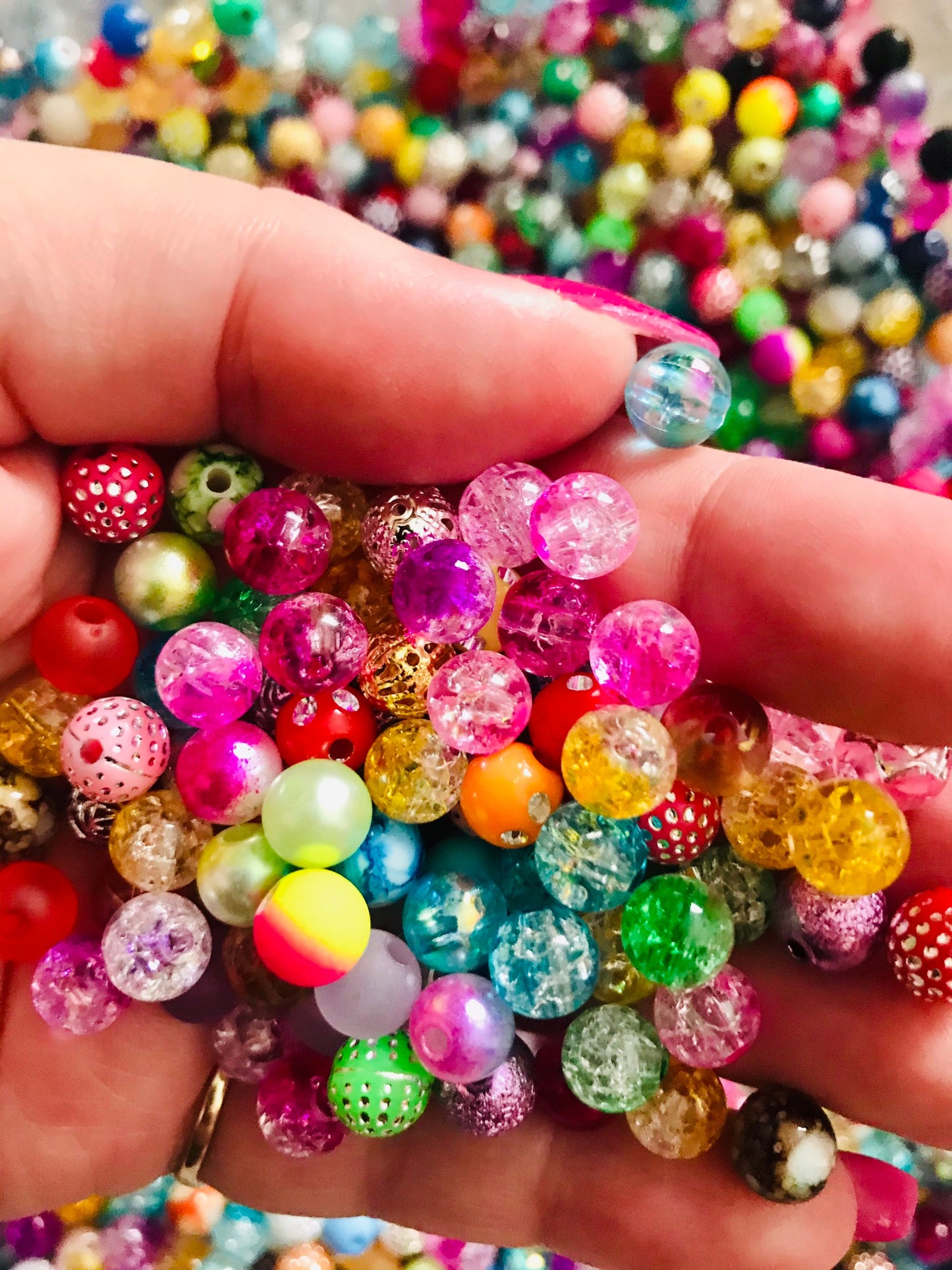 Orange bubblegum beads, 8mm acrylic bead assorted bulk mix Orange and Peach themes bead soup
