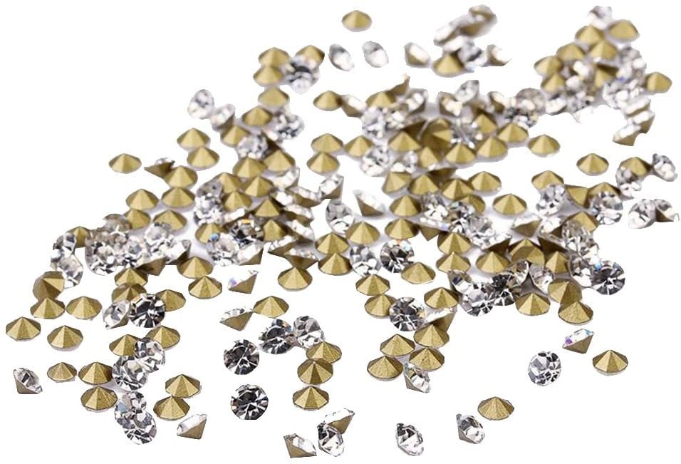 Rhinestones, glass pointed back clear 2mm rhinestones, Big lot of 9400 pieces, crafting rhinestone lot