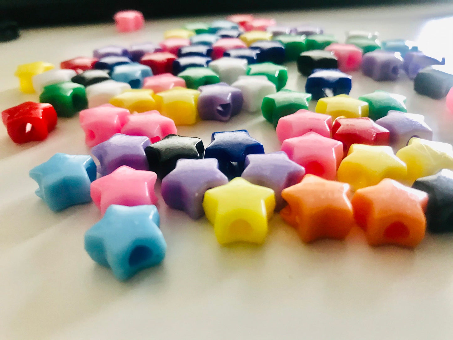 European Star bead, large acrylic bead mix in assorted colors with big hole beads