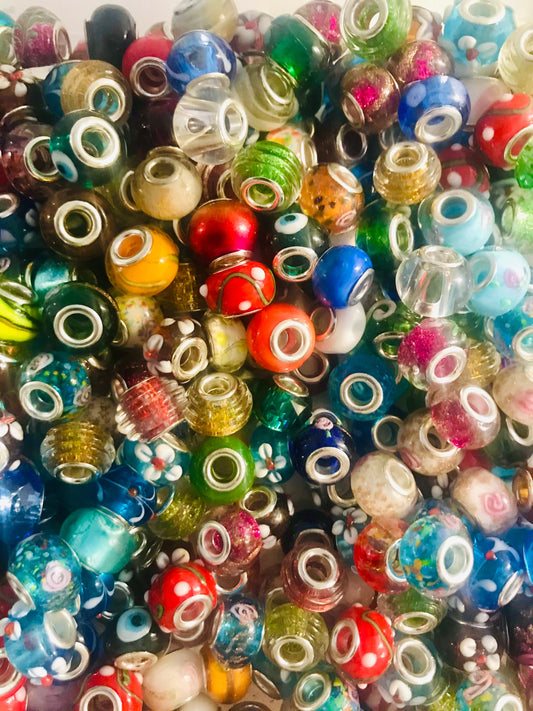 European Bulk glass beads, assorted color bead mix, big hole beads