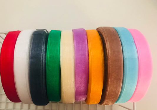 Organza ribbon roll, sheer 50 yard roll and 12mm wide, assorted colors