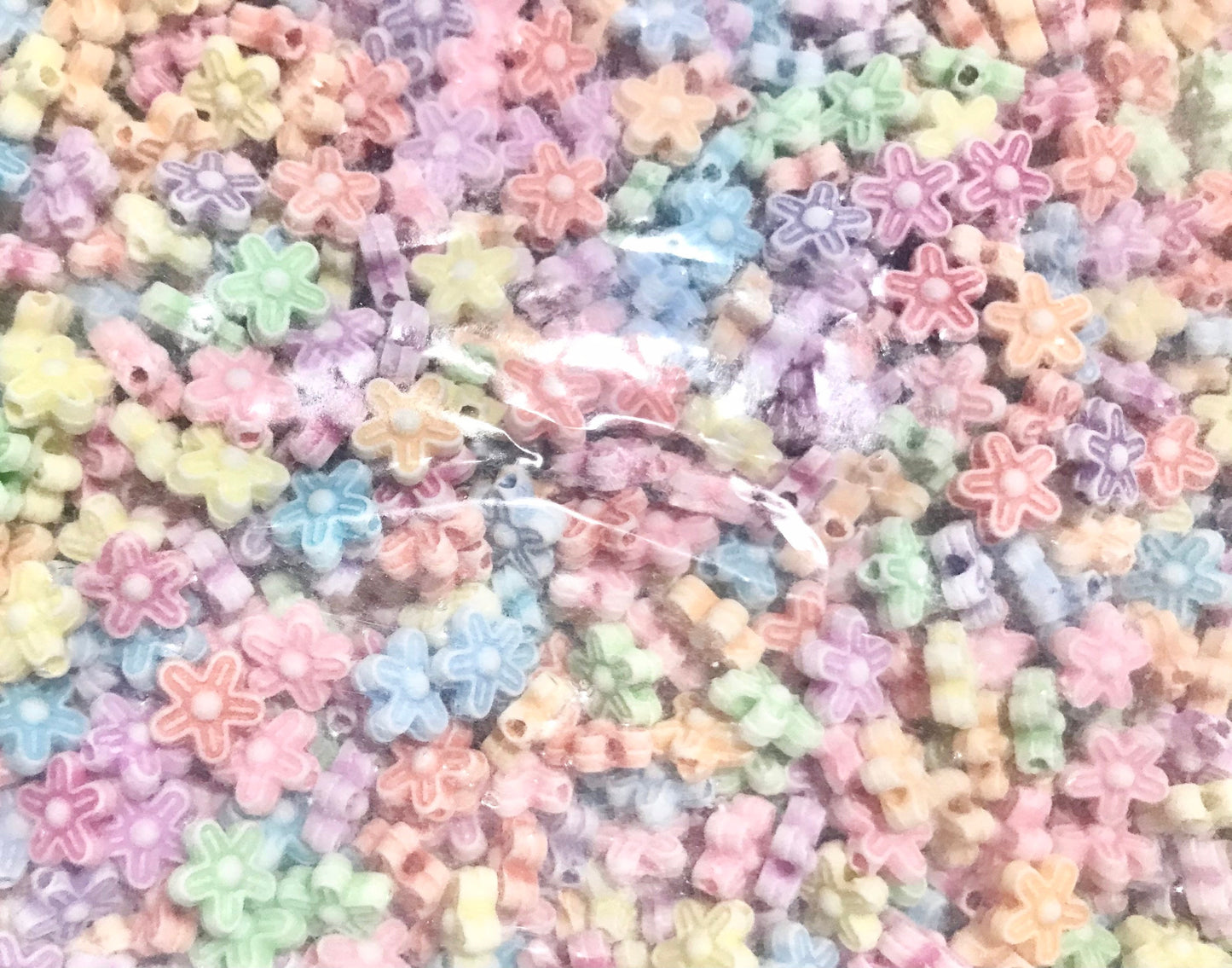 Flower bead mix, Pastel assorted acrylic spacers, 9mm flower bead