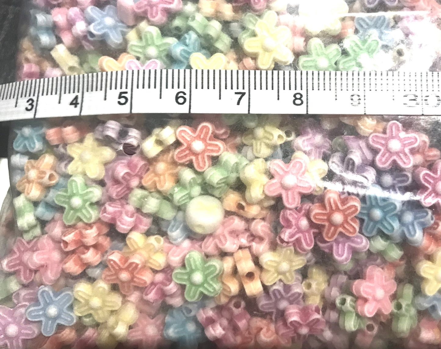 Flower bead mix, Pastel assorted acrylic spacers, 9mm flower bead