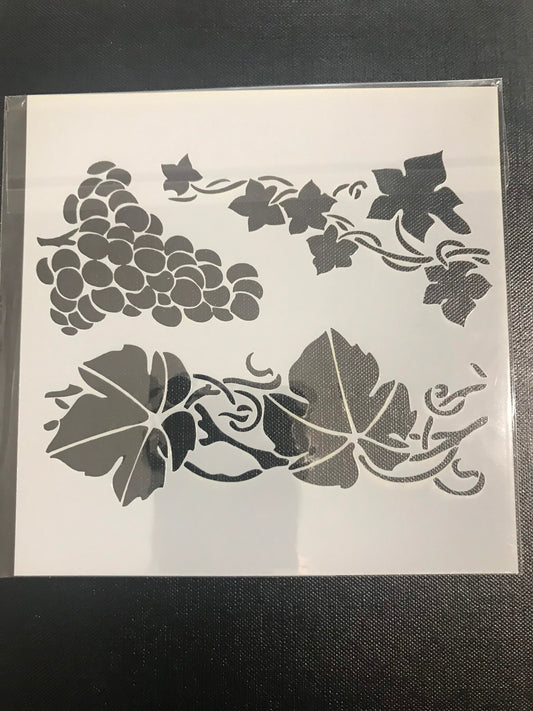 Grape and leaves grapevine stencil plastic template 13cm flexible stencil grapes and leaves