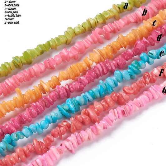 Shell bead strand,  Freshwater beads,  chip strands pick color full strand assorted size see details and pick color