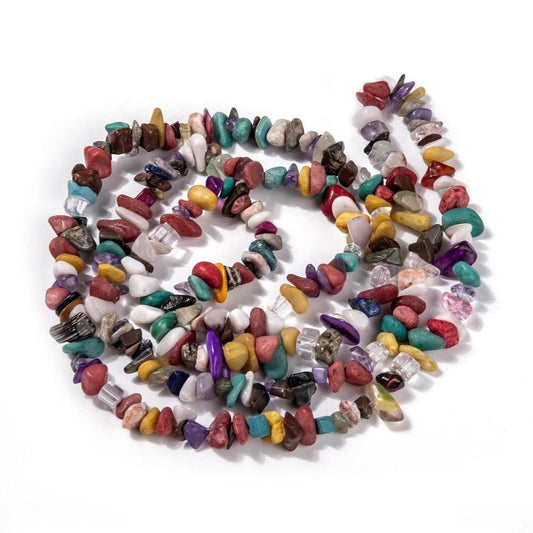 Gemstone bead strand assorted natural and synthetic bead strand mix assorted colors and sizes 32 inch strand mixed