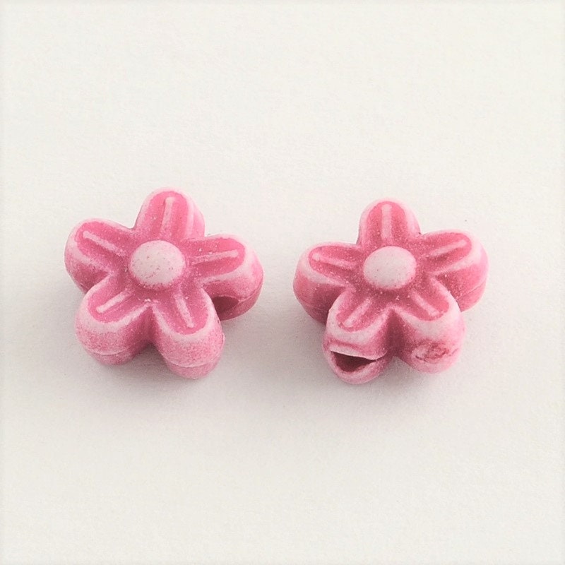 Flower bead mix, Pastel assorted acrylic spacers, 9mm flower bead