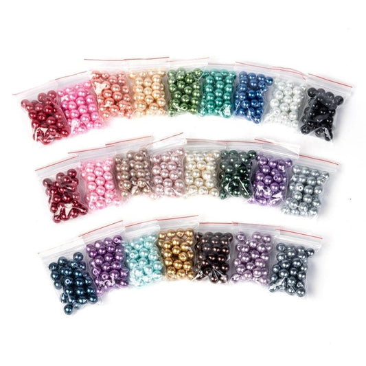 Glass pearl  beads,  8mm  pearlized glass beads, faux pearl 24 assorted colors