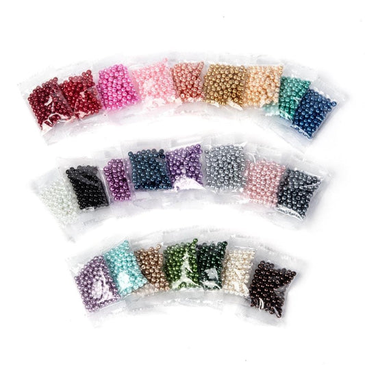 Glass pearl beads, 4mm assorted colorss  pearlized beads faux pearls,  smooth glass pearl beads 24 colors to choose from