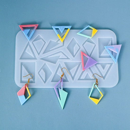 Geometric Earring mold resin 13 cavity mold pendant mold silicone flexible (mold only) no samples included