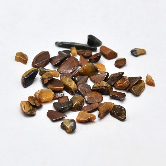 Tiger eye natural gemstone bead chips, undrilled no hole beads